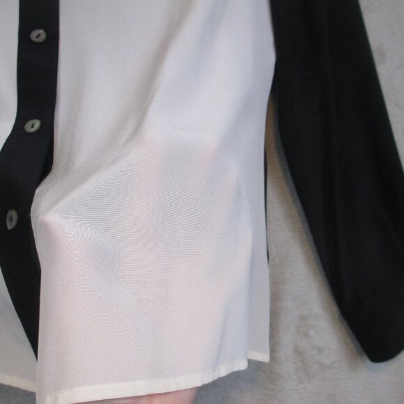 St. John Nordstrom Silk Button Down Blouse Career Old Money Chic Preppy Women 12 - Picture 3 of 8